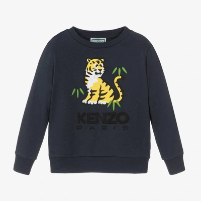 Shop Kenzo Kids Boys Navy Blue Cotton Kotora Sweatshirt