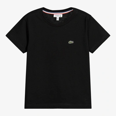 Shop Lacoste Boys Black Cotton Logo T-shirt