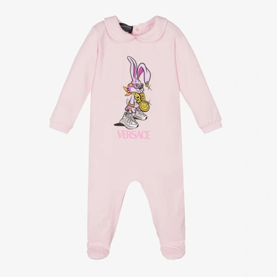 Shop Versace Girls Pink Bunny Babygrow