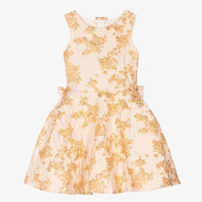 Shop David Charles Girls Ivory & Gold Brocade Dress