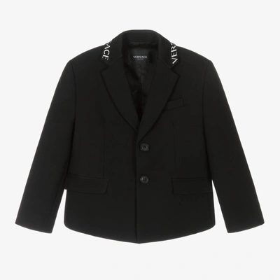 Shop Versace Boys Black Logo Blazer