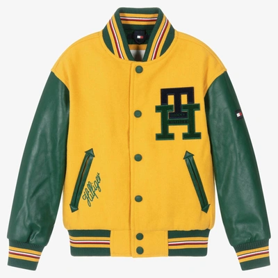 katastrofe Terminal skræmmende Tommy Hilfiger Kids' Yellow & Green Logo Baseball Jacket | ModeSens