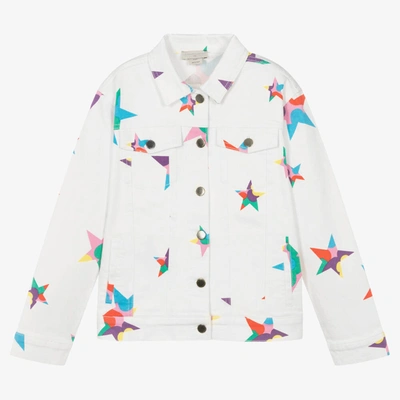 Shop Stella Mccartney Kids Teen Girls White Star Print Denim Jacket