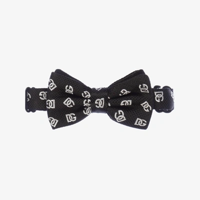 Shop Dolce & Gabbana Boys Black & White Silk Bow Tie