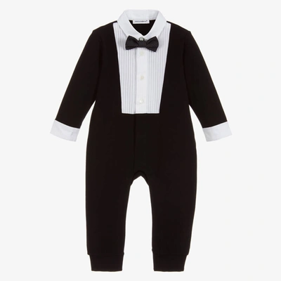 Shop Dolce & Gabbana Baby Boys Black Tuxedo Romper