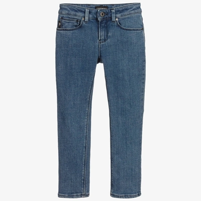 Shop Emporio Armani Boys Blue Regular Fit Jeans
