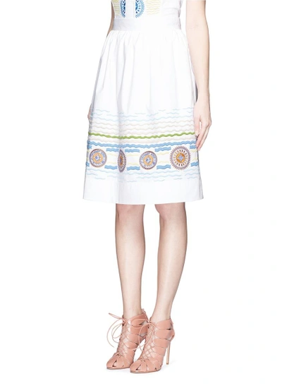 Shop Peter Pilotto 'iris' Kaleidoscope Wave Embroidery Midi Skirt