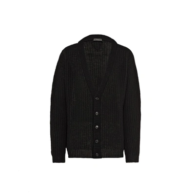 Shop Prada Wool Cardigan In Black