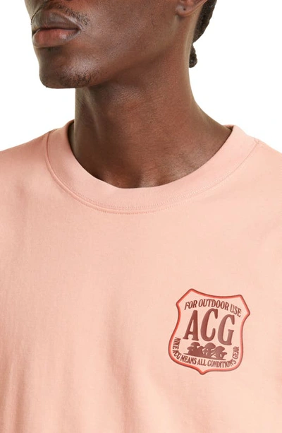 Shop Nike Acg Loose Fit Logo Patch T-shirt In Light Madder Root
