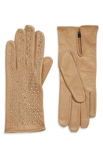 Shop Seymoure Kelly Studded Leather Gloves In Nude