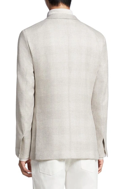 Shop Zegna Couture Tonal Plaid Stretch Cashmere, Silk & Wool Sport Coat In Natural Solid