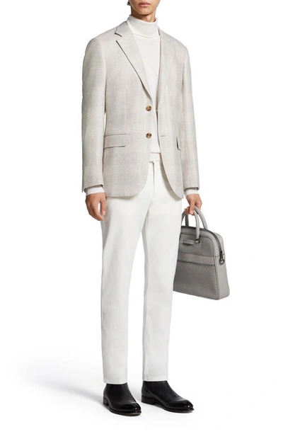 Shop Zegna Couture Tonal Plaid Stretch Cashmere, Silk & Wool Sport Coat In Natural Solid