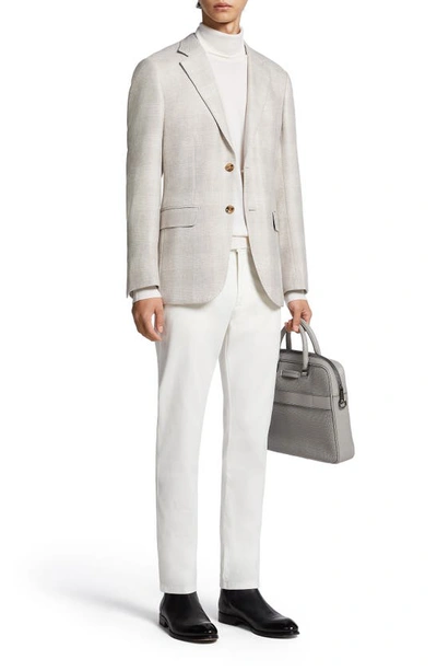Zegna Men's Stretch Cashmere, Silk, & Wool Sportcoat In Natural Solid