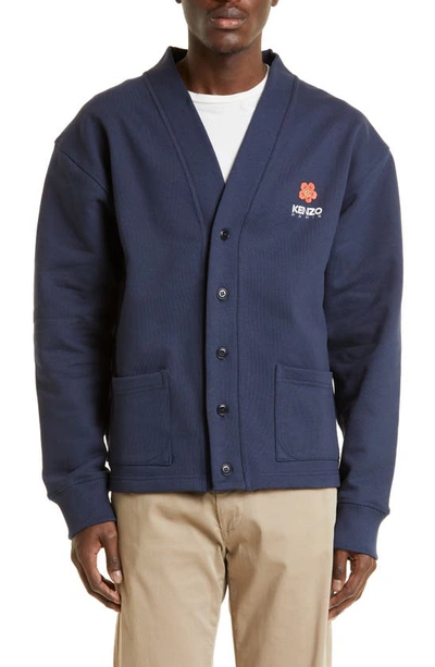 Kenzo 'boke Flower' Cardigan Midnight Blue- Mens In 77 - Midnight Blue