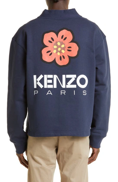 Kenzo 'boke Flower' Cardigan Midnight Blue- Mens In 77 - Midnight Blue