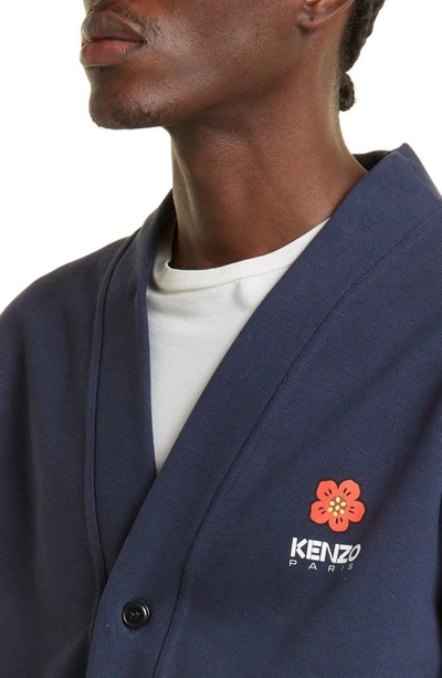 Kenzo 'boke Flower' Cardigan Midnight Blue- Mens In 77 - Midnight Blue