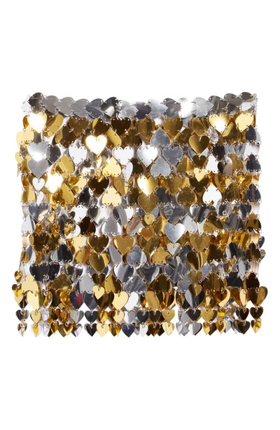Shop Paco Rabanne Heart Paillette Miniskirt In Silver/ Gold
