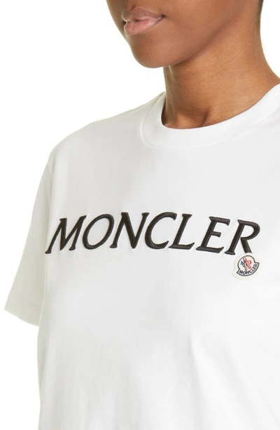 Shop Moncler Logo Embroidered T-shirt In White