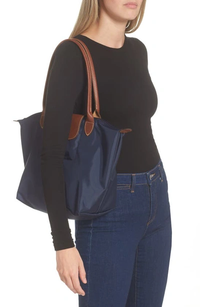 Shop Longchamp Medium Le Pliage Nylon Shoulder Tote In Marine