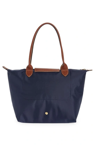 Longchamp Le Pliage Original Medium Canvas Short Handle Handbag In Marine