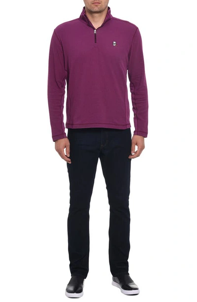 Robert Graham Polaris Embroidered Skull Quarter Zip Pullover In Berry