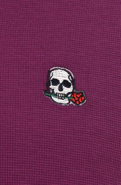 Shop Robert Graham Polaris Embroidered Skull Quarter Zip Pullover In Berry
