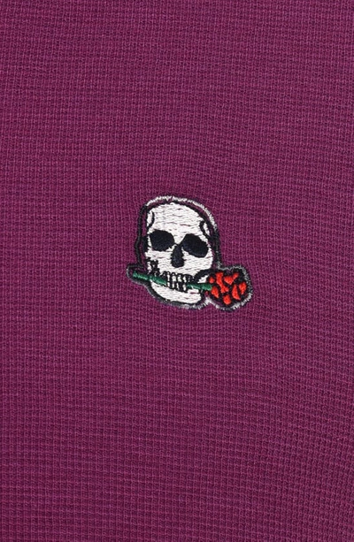 Robert Graham Polaris Embroidered Skull Quarter Zip Pullover In Berry