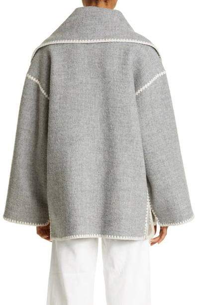 Totême Embroidered Scarf Jacket In Light Grey Melange