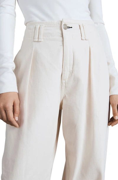 Shop Rag & Bone Pleated High Waist Cotton Trousers In Ecru