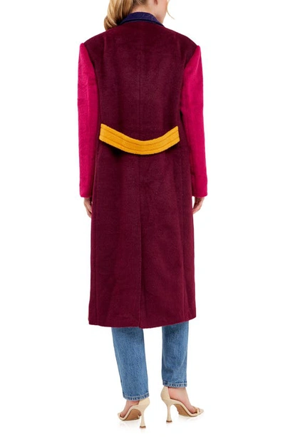 English Factory Fringe Premium Colorblock Oversized Coat In Camel Multi