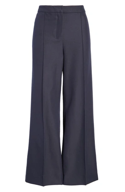 Shop Max Mara Totem Center Pleat Ankle Flare Trousers In Ultramarine