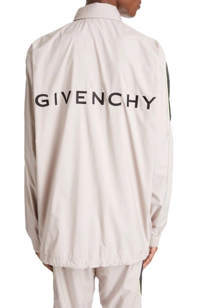 Shop Givenchy Oversize Embroidered Logo Track Jacket In Pearl Grey 2