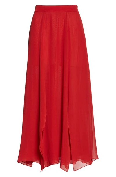 Shop Max Mara Margie Silk Chiffon Midi Skirt In Red