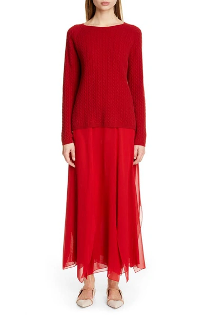 Shop Max Mara Margie Silk Chiffon Midi Skirt In Red