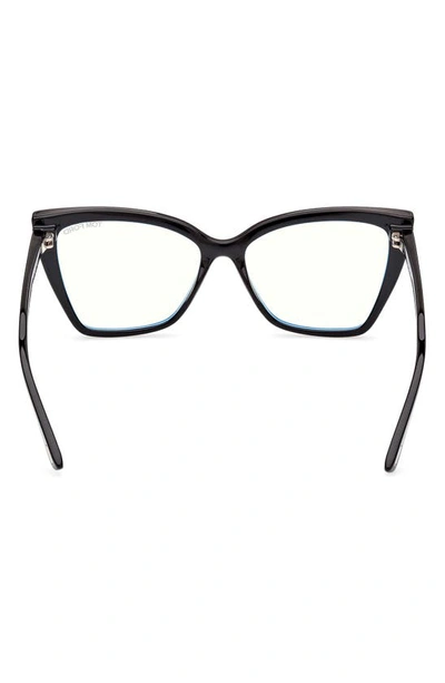 Shop Tom Ford 55mm Cat Eye Blue Light Blocking Glasses In Shiny Black
