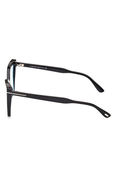 Shop Tom Ford 55mm Cat Eye Blue Light Blocking Glasses In Shiny Black