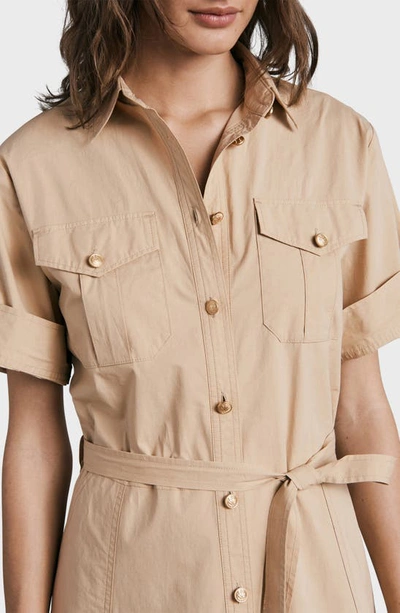 Shop Rag & Bone Roxanne Cotton Mini Shirtdress In Light Khaki