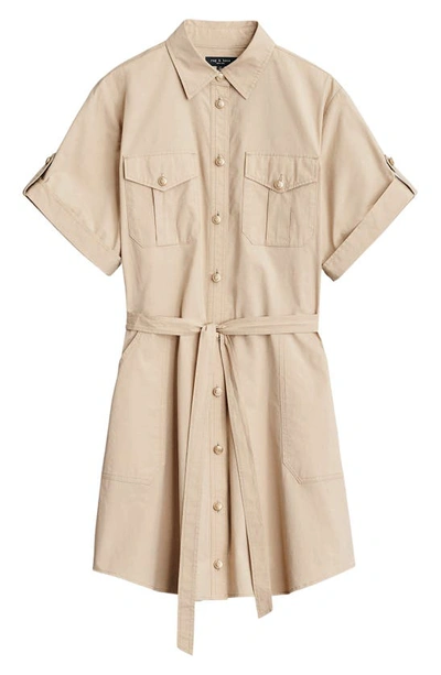 Shop Rag & Bone Roxanne Cotton Mini Shirtdress In Light Khaki