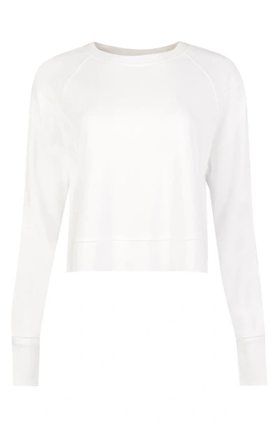 Shop Sweaty Betty After Class Cotton Blend Crop Sweatshirt In Lily White