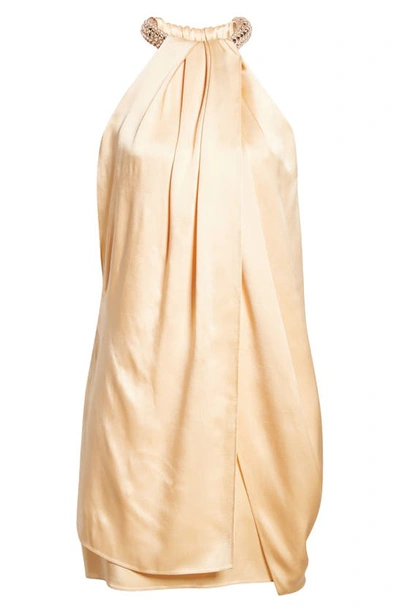 Shop Stella Mccartney Embellished Halter Neck Tulip Dress In 9905 - Custard