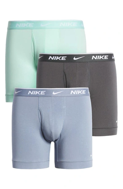 Shop Nike Dri-fit Essential 3-pack Stretch Cotton Boxer Briefs In Mint Foam