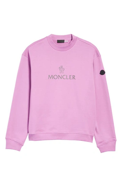Shop Moncler Logo Patch Cotton Graphic Sweatshirt In Pink