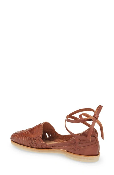 Shop Brother Vellies Ankle Wrap Huarache In Nutmeg/ Leather