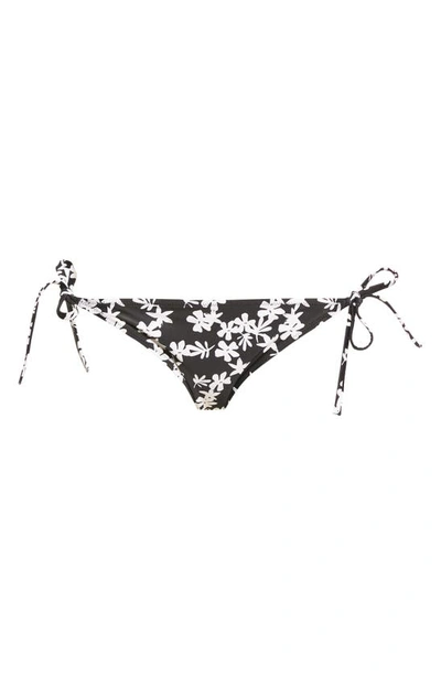Shop Lemlem Sea Floral String Bikini Bottoms In Black