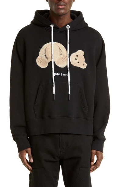 Shop Palm Angels Headless Bear Appliqué Hoodie In Black Brown