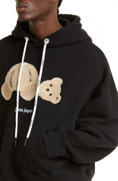 Shop Palm Angels Headless Bear Appliqué Hoodie In Black Brown