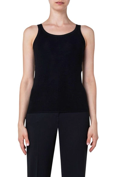 Akris Punto Embellished Scoopneck Knit Tank Top In Black