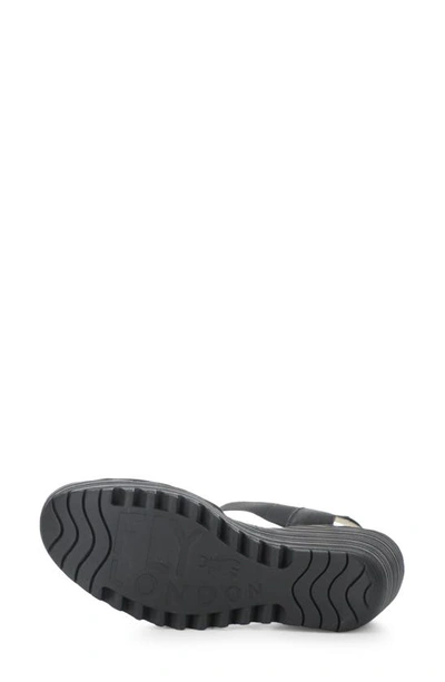 Shop Fly London Yiko Platform Wedge Sandal In 000 Black Mousse/ Cupido
