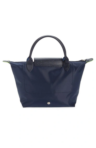 Shop Longchamp Le Pliage Green Recycled Canvas Top Handle Bag In Marine