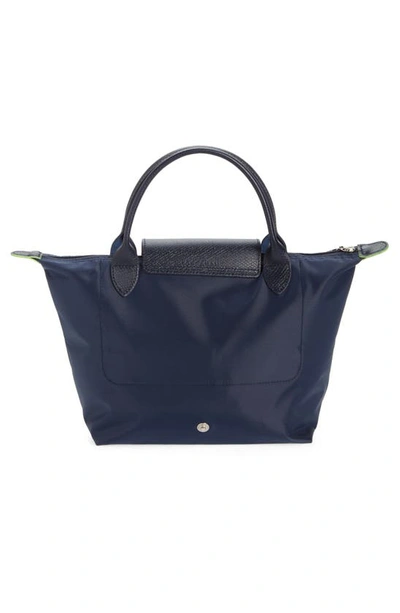 Longchamp Le Pliage Green Recycled Canvas Top Handle Bag In Marine